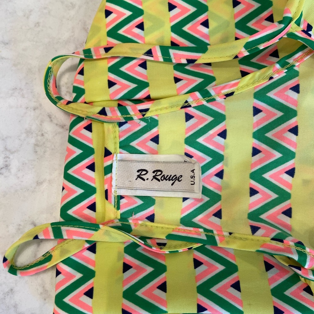 R.Rouge tank top small yellow green pink